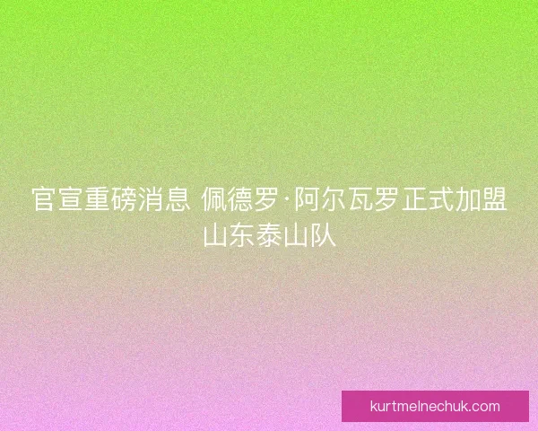 官宣重磅消息 佩德罗·阿尔瓦罗正式加盟山东泰山队 官宣重磅消息 佩德罗·阿尔瓦罗正式加盟山东泰山队