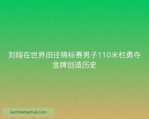 刘翔在世界田径锦标赛男子110米栏勇夺金牌创造历史